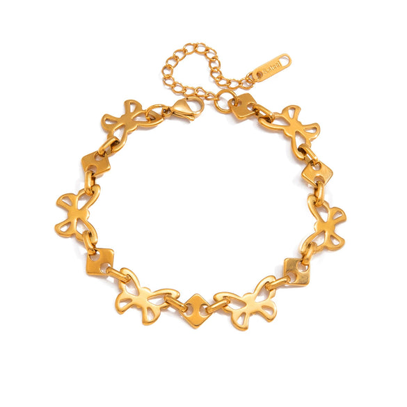 Wholesale Women's Stackable Geometric Butterfly Stainless Steel Electroplated Pig Nose Buckle Bracelet Jewelry