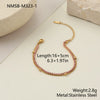 Wholesale Women's Stackable Geometric Stainless Steel And 18K Electroplated Bracelet With Pink Zircon And Gentle Devil's Eye Design