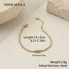 Wholesale Women's Stackable Geometric Stainless Steel And 18K Electroplated Bracelet With Pink Zircon And Gentle Devil's Eye Design