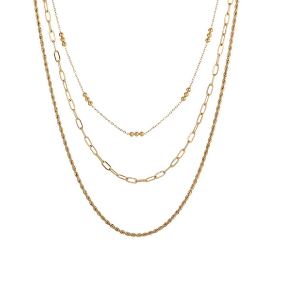 Wholesale Women's Stackable Geometric Stainless Steel And Titanium Steel Necklace With Electroplating
