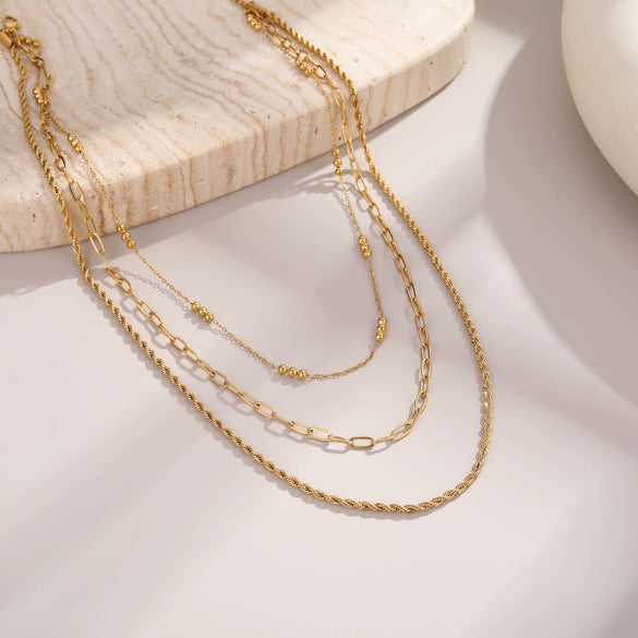 Wholesale Women's Stackable Geometric Stainless Steel And Titanium Steel Necklace With Electroplating