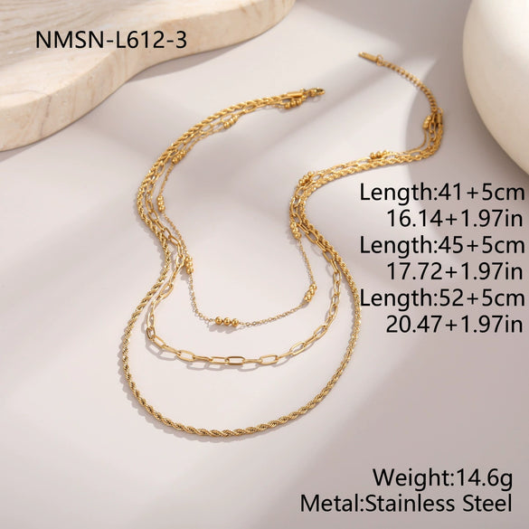 Wholesale Women's Stackable Geometric Stainless Steel And Titanium Steel Necklace With Electroplating