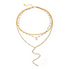 Wholesale Women's Stackable Multilayer Clavicle Necklace Yshaped Titanium Steel Plated With 18K Gold Nonfading Water Drop Zircon