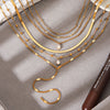 Wholesale Women's Stackable Multilayer Clavicle Necklace Yshaped Titanium Steel Plated With 18K Gold Nonfading Water Drop Zircon