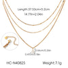 Wholesale Women's Stackable Multilayer Clavicle Necklace Yshaped Titanium Steel Plated With 18K Gold Nonfading Water Drop Zircon