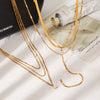 Wholesale Women's Stackable Multilayer Clavicle Necklace Yshaped Titanium Steel Plated With 18K Gold Nonfading Water Drop Zircon