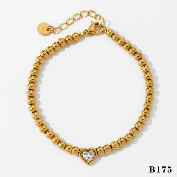 Wholesale Women's Stacked Beads Love Bracelet Suit Stainless Steel Geometric Design Electroplated Tennis Chain Simple High Grade Bracelet