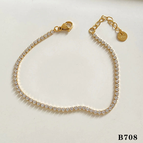 Wholesale Women's Stacked Beads Love Bracelet Suit Stainless Steel Geometric Design Electroplated Tennis Chain Simple High Grade Bracelet