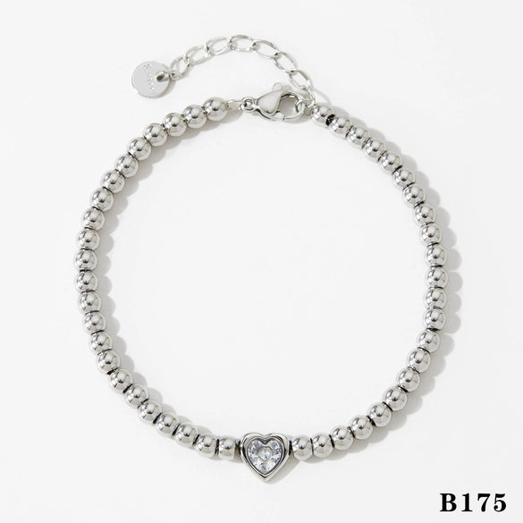 Wholesale Women's Stacked Beads Love Bracelet Suit Stainless Steel Geometric Design Electroplated Tennis Chain Simple High Grade Bracelet