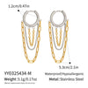 Wholesale Women's Stacked Chain Tassel Earrings With Geometric Lines In Titanium Steel And Stainless Steel Vacuum Real Gold Plated