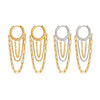 Wholesale Women's Stacked Chain Tassel Earrings With Geometric Lines In Titanium Steel And Stainless Steel Vacuum Real Gold Plated