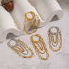 Wholesale Women's Stacked Chain Tassel Earrings With Geometric Lines In Titanium Steel And Stainless Steel Vacuum Real Gold Plated