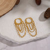 Wholesale Women's Stacked Chain Tassel Earrings With Geometric Lines In Titanium Steel And Stainless Steel Vacuum Real Gold Plated
