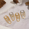 Wholesale Women's Stacked Chain Tassel Earrings With Geometric Lines In Titanium Steel And Stainless Steel Vacuum Real Gold Plated