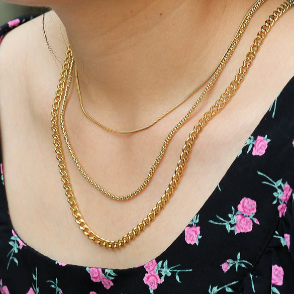Wholesale Women's Stacking Hiphop Necklace Stainless Steel Oshaped Chain Geometric Style Electroplated