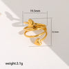 Wholesale Women's Stacking Stainless Steel Goldplated Ring With Geometric Heart Flower And Four Leaf Clover Shapes And Diamond Design