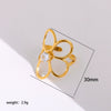 Wholesale Women's Stacking Stainless Steel Goldplated Ring With Geometric Heart Flower And Four Leaf Clover Shapes And Diamond Design