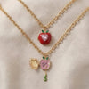 Wholesale Women's Stacking Style Apple Heart Shape Copper Electroplated Pendant Necklace With Regular Chain