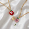 Wholesale Women's Stacking Style Apple Heart Shape Copper Electroplated Pendant Necklace With Regular Chain