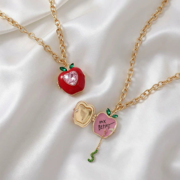 Wholesale Women's Stacking Style Apple Heart Shape Copper Electroplated Pendant Necklace With Regular Chain