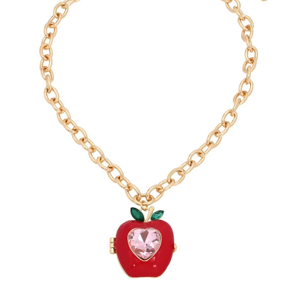 Wholesale Women's Stacking Style Apple Heart Shape Copper Electroplated Pendant Necklace With Regular Chain