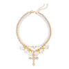 Wholesale Women's Stacking Style Geometric Pearl Alloy Electroplated Doublelayered Clavicle Necklace