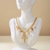 Wholesale Women's Stacking Style Geometric Pearl Alloy Electroplated Doublelayered Clavicle Necklace