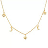 Wholesale Women's Stacking Style Sun Moon Zircon Stainless Steel Pendant Necklace With Dripping Oil And Electroplated 18K Gold Color Retention
