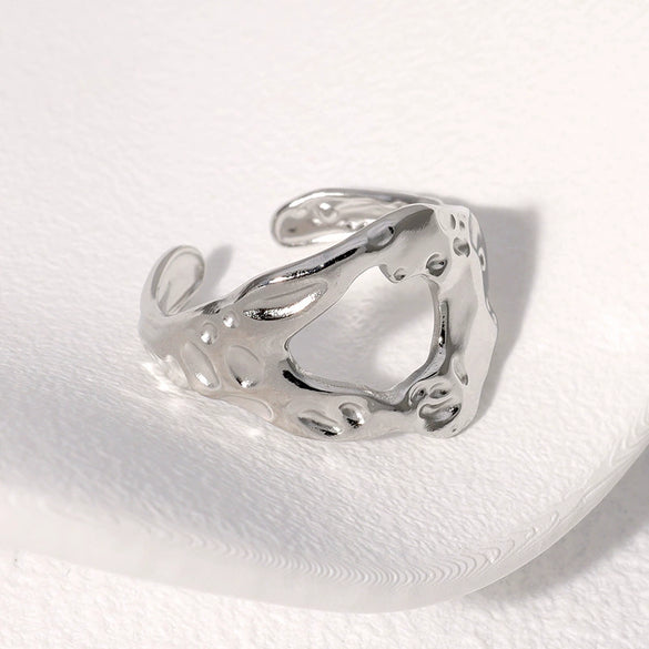 Wholesale Women's Stainless Steel Adjustable Asymmetric Gold Plated Fashion Ring
