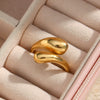 Wholesale Women's Stainless Steel Adjustable Glossy Snake Ring With Geometric Pattern And Electroplating Treatment