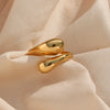 Wholesale Women's Stainless Steel Adjustable Glossy Snake Ring With Geometric Pattern And Electroplating Treatment