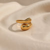 Wholesale Women's Stainless Steel Adjustable Glossy Snake Ring With Geometric Pattern And Electroplating Treatment