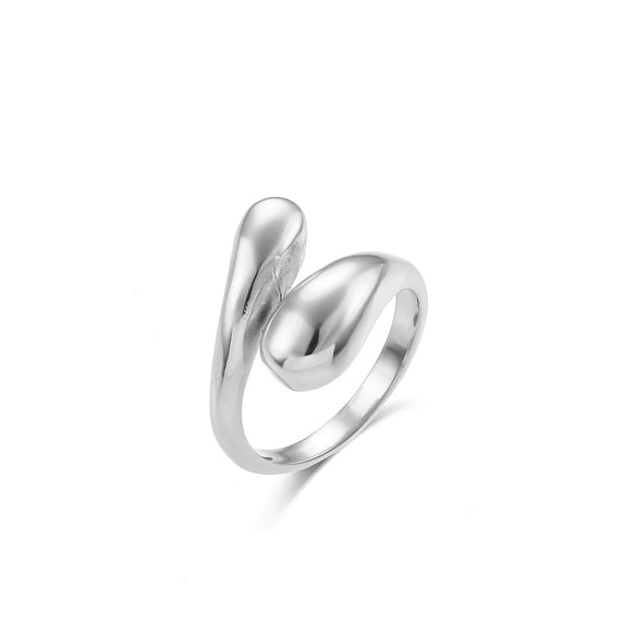 Wholesale Women's Stainless Steel Adjustable Glossy Snake Ring With Geometric Pattern And Electroplating Treatment
