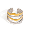 Wholesale Women's Stainless Steel Adjustable Opening Ring With Gold And Silver Color Matching Multi Layer Lines Geometric French Retro Style And Electroplating Process