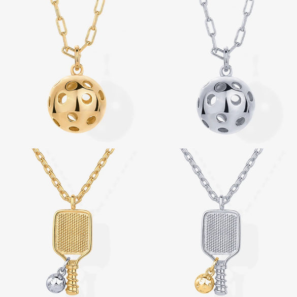 Wholesale Women's Stainless Steel And Alloy Sports Fashion Ball Pick Necklace Pendant With Gold Electroplated Chain
