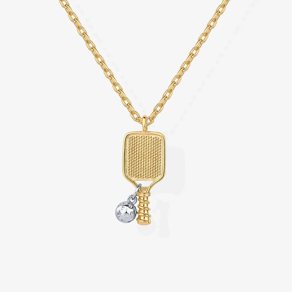 Wholesale Women's Stainless Steel And Alloy Sports Fashion Ball Pick Necklace Pendant With Gold Electroplated Chain
