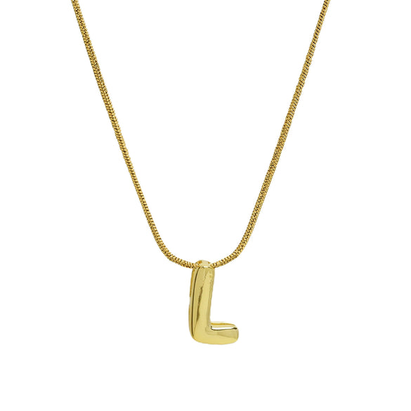Wholesale Women's Stainless Steel And Copper Snake Chain Necklace With English Letters Pendant And Electroplating Process