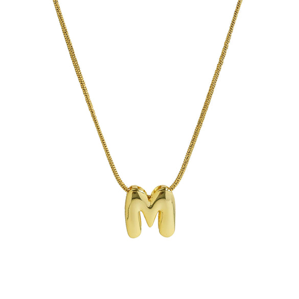 Wholesale Women's Stainless Steel And Copper Snake Chain Necklace With English Letters Pendant And Electroplating Process