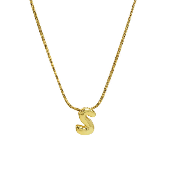 Wholesale Women's Stainless Steel And Copper Snake Chain Necklace With English Letters Pendant And Electroplating Process