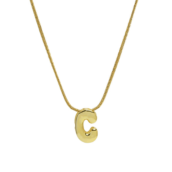Wholesale Women's Stainless Steel And Copper Snake Chain Necklace With English Letters Pendant And Electroplating Process