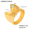 Wholesale Women's Stainless Steel And Glass Geometric Arc Concave Ring With Electroplating Lake Blue Niche Fashion