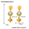 Wholesale Women's 316L Stainless Steel And Glass Geometric Heart Tassel Earrings With Electroplating