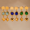 Wholesale Women's 316L Stainless Steel And Glass Geometric Heart Tassel Earrings With Electroplating