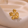 Wholesale Women's Stainless Steel And Imitation Pearl Flower Ring Electroplated In Ins Style