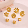 Wholesale Women's Stainless Steel And Imitation Pearl Flower Ring Electroplated In Ins Style