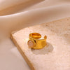 Wholesale Women's Stainless Steel And Imitation Pearl Flower Ring Electroplated In Ins Style