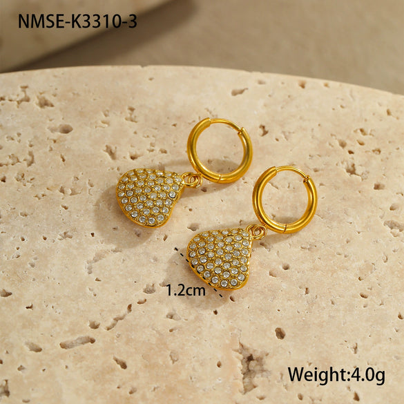 Wholesale Women's Stainless Steel And 18K Electroplated Geometric Style Earrings