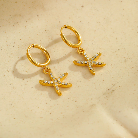 Wholesale Women's Stainless Steel And 18K Electroplated Geometric Style Earrings