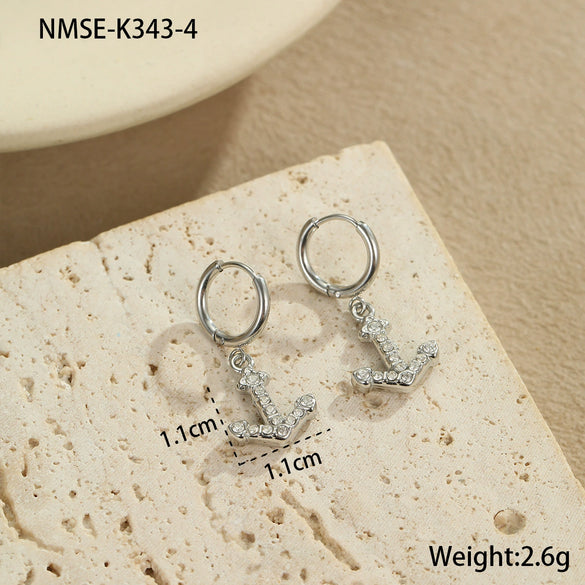 Wholesale Women's Stainless Steel And 18K Electroplated Geometric Style Earrings