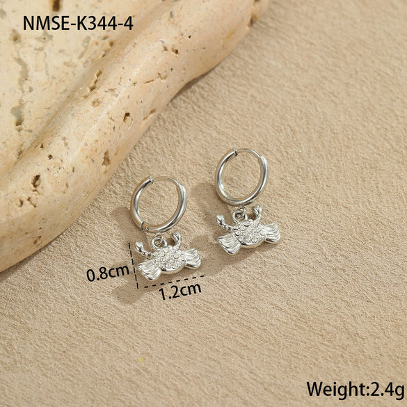 Wholesale Women's Stainless Steel And 18K Electroplated Geometric Style Earrings